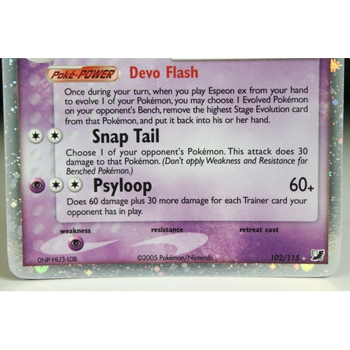 1516 - Pokémon Trading Cards - Pokemon EX Unseen Forces Espeon EX 102/115 card, slight bend but otherwise e... 