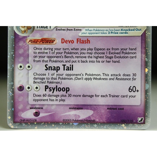 1527 - Pokémon Trading Cards - Pokemon EX Unseen Forces Espeon EX 102/115 card, slight bend but otherwise e... 