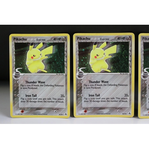 1528 - Pokémon Trading Cards - Four Pokemon EX Legend Maker Secret Rare Pikachu 93/92 card, slight bend but... 