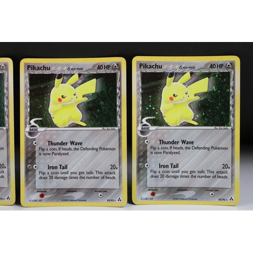 1528 - Pokémon Trading Cards - Four Pokemon EX Legend Maker Secret Rare Pikachu 93/92 card, slight bend but... 