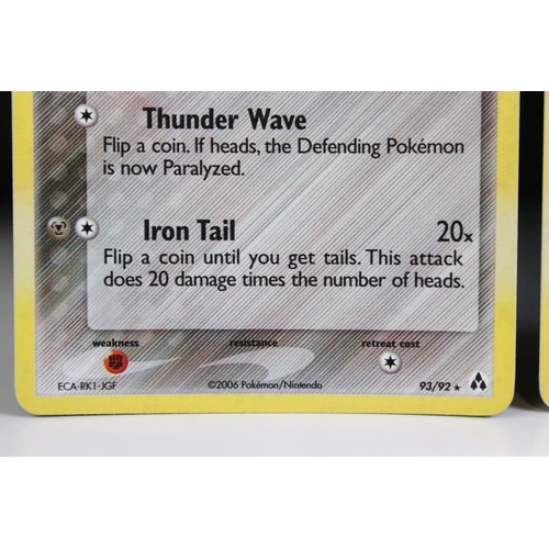 1528 - Pokémon Trading Cards - Four Pokemon EX Legend Maker Secret Rare Pikachu 93/92 card, slight bend but... 