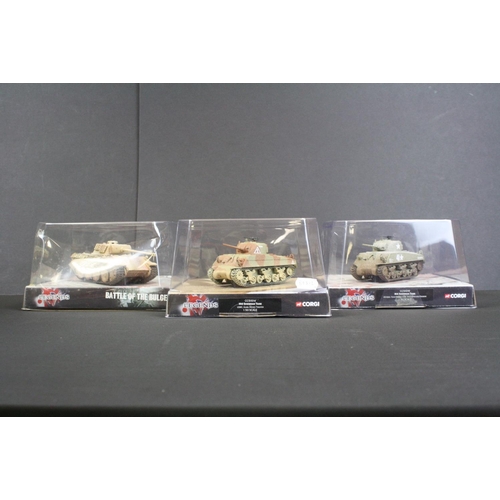 1044 - Nine boxed Corgi 1/50 & 1/72 Legends military diecast models to include 3 x Battle of the Bulge, 3 x... 