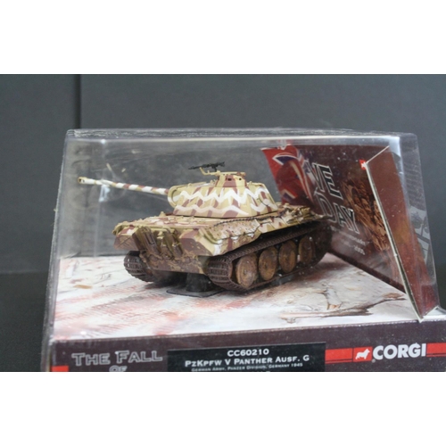 1046 - Seven Cased Corgi WWII Legends 'The Fall Of Germany' 1:50 diecast model tanks, some in outer card sl... 