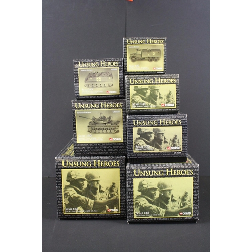 1055 - Seven Boxed Corgi Unsung Heroes diecast models, 1:43 to 1:50 scale, to include 4 x Vietnam Series II... 