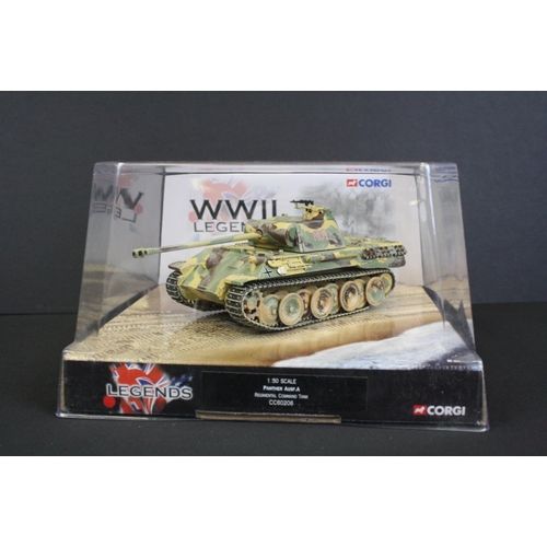 1062 - Eight Cased Corgi WWII Legends ' D-Day Landings ' 1:50 scale diecast model tanks, mostly in outer ca... 