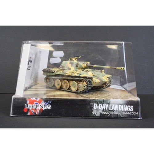 1062 - Eight Cased Corgi WWII Legends ' D-Day Landings ' 1:50 scale diecast model tanks, mostly in outer ca... 