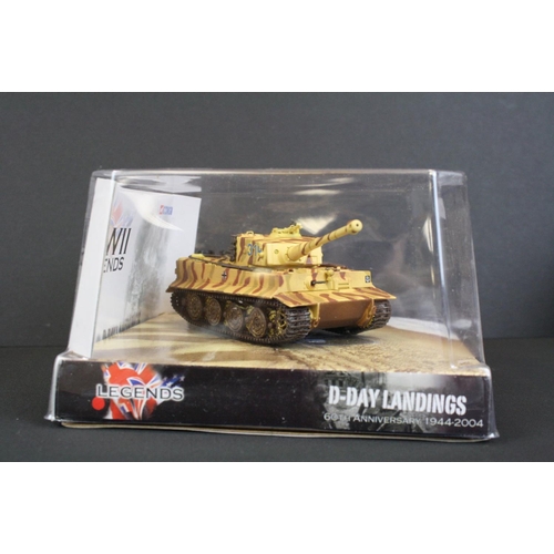 1062 - Eight Cased Corgi WWII Legends ' D-Day Landings ' 1:50 scale diecast model tanks, mostly in outer ca... 