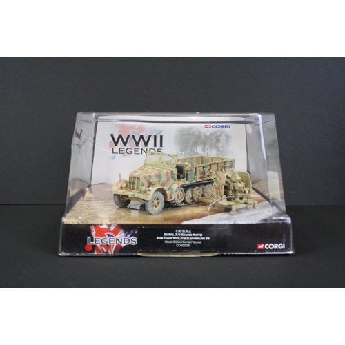 1062 - Eight Cased Corgi WWII Legends ' D-Day Landings ' 1:50 scale diecast model tanks, mostly in outer ca... 