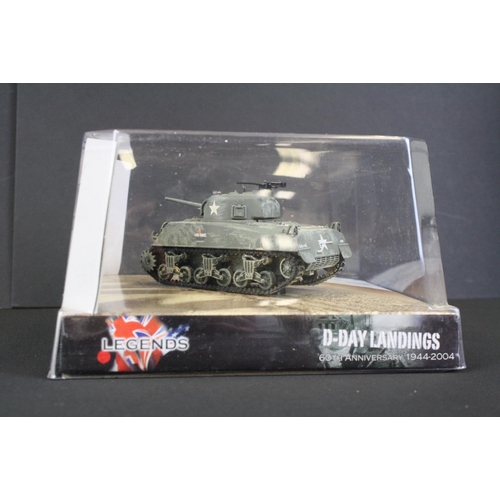 1062 - Eight Cased Corgi WWII Legends ' D-Day Landings ' 1:50 scale diecast model tanks, mostly in outer ca... 