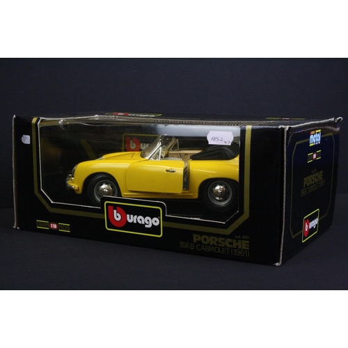 1127 - Seven Boxed Burago 1/18 scale diecast models to include 30018 Jaguar E Coupe (1961), 3009 Mercedes B... 