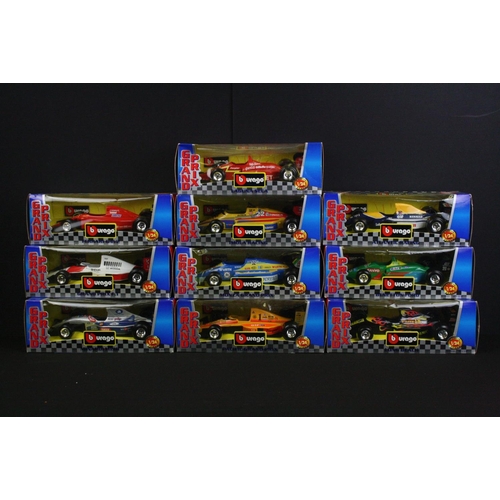 1128 - 13 Boxed Burago 1/24 diecast models to include 10 x Grand Prix collection (6118 Pacific Grand Prix, ... 