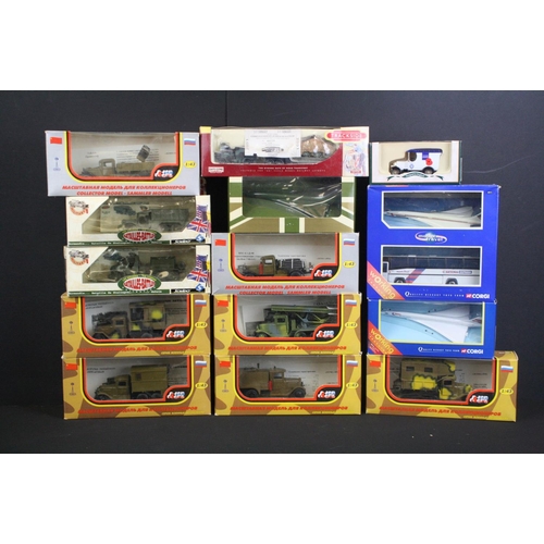 1141 - 24 Boxed / cased diecast models, mainly military related, to include 7 x Omo Military Cars, 4 x Soli... 