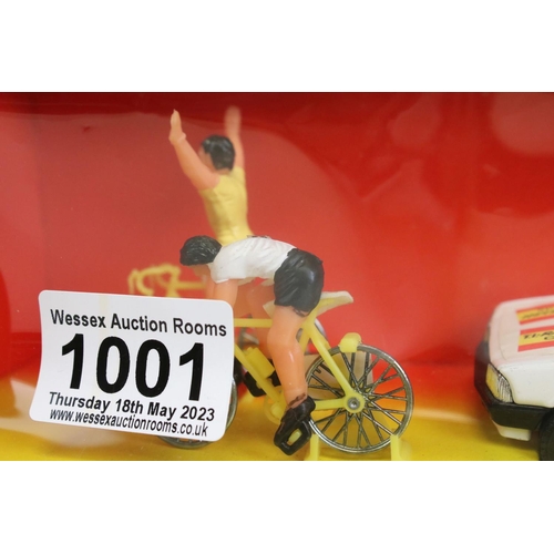 1001 - Two boxed Corgi 13 Tour de France diecast model and figure sets, both complete, model sex and appear... 