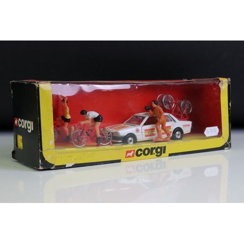 1001 - Two boxed Corgi 13 Tour de France diecast model and figure sets, both complete, model sex and appear... 