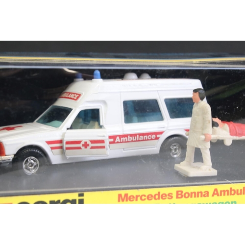 1002 - Four boxed Corgi emergency service diecast model sets to include 405 Chevrolet Superior 61 Ambulance... 