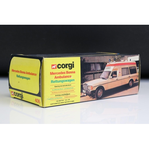 1002 - Four boxed Corgi emergency service diecast model sets to include 405 Chevrolet Superior 61 Ambulance... 