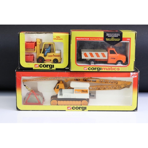 1006 - Nine boxed Corgi diecast construction models to include Major 1155 Skyscraper Tower Crane (tatty box... 