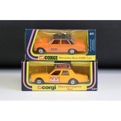 1012 - Nine boxed Corgi diecast models to include 421 Land Rover 109WB, 411 Mercedes Benz 240D Taxi, 327 Ch... 