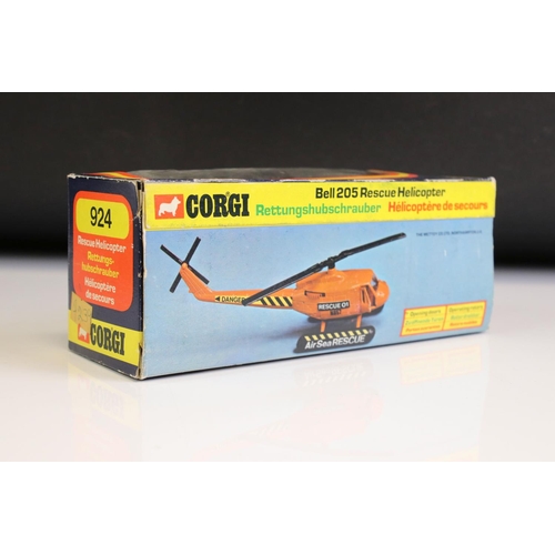 1015 - Three boxed Corgi diecast helicopter models to include 2 x 924 Rescue Helicopter (blue (split to box... 