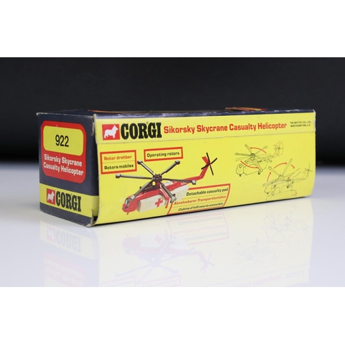 1015 - Three boxed Corgi diecast helicopter models to include 2 x 924 Rescue Helicopter (blue (split to box... 