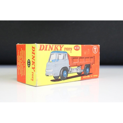 1352 - Three boxed Dinky 435 Bedford TK Tipper diecast models to include white cab / orange tipper, all yel... 