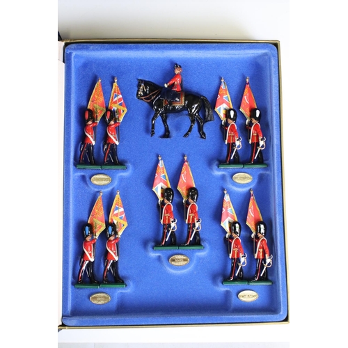 144 - Boxed ltd edn Britains Trooping the Colour metal figure set featuring HM The Queen (mounted) and foo... 