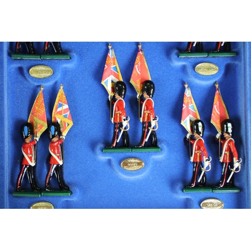 144 - Boxed ltd edn Britains Trooping the Colour metal figure set featuring HM The Queen (mounted) and foo... 