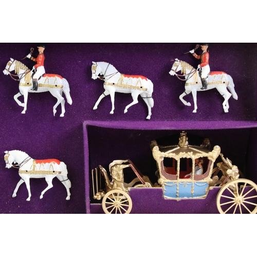 152 - Boxed Britains Historical Series 9401 Her Majesty's State Coach metal figure set, complete and in a ... 