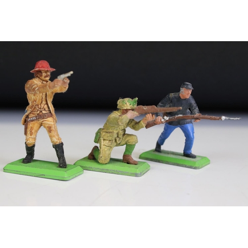 157 - 21 Britains Deetail plastic figures to include Wild West and military examples (featuring Gatling Gu... 