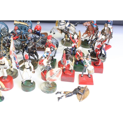 160 - Over 40 painted metal figures to include British soldiers, mounted soldiers, native African warriors... 