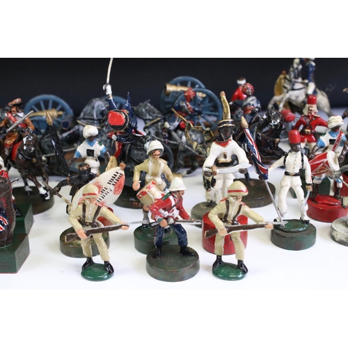 160 - Over 40 painted metal figures to include British soldiers, mounted soldiers, native African warriors... 