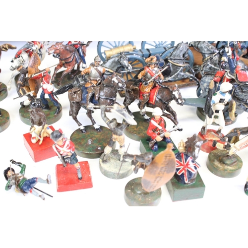 160 - Over 40 painted metal figures to include British soldiers, mounted soldiers, native African warriors... 