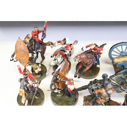 160 - Over 40 painted metal figures to include British soldiers, mounted soldiers, native African warriors... 