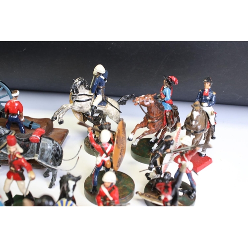 160 - Over 40 painted metal figures to include British soldiers, mounted soldiers, native African warriors... 