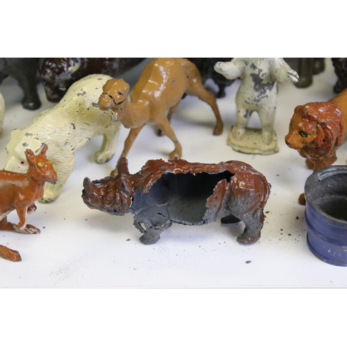 161A - Around 60 mid 20th C play worn metal figures, mostly zoo and circus related, to include Charbens, Br... 