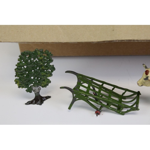 162A - Around 100 mid 20th C play worn farming related metal figures & scenery accessories, to include Brit... 