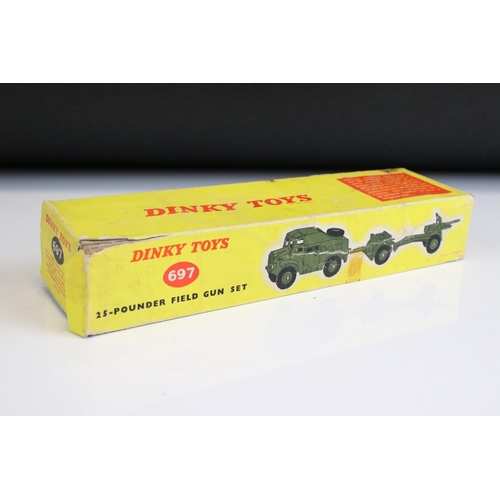 1353 - Five Boxed diecast models to include 4 x Dinky (697 25-Pounder Field Gun Set, 190 Caravan (box missi... 