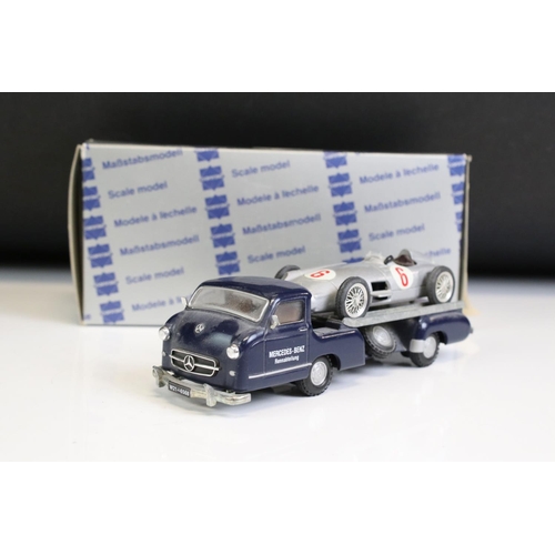 1361 - Six boxed Conrad diecast models to include 103401 LE Mercedez Benz 1955 Racing Car Transporter with ... 