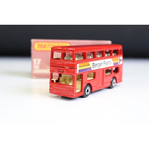 1302 - Ten boxed Matchbox diecast models to include 2 x 75 Series (17 The Londoner, 18 Hondarora), 2 x Mode... 