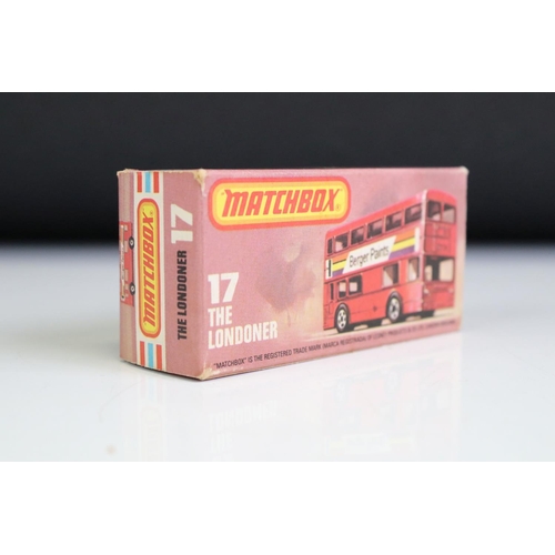 1302 - Ten boxed Matchbox diecast models to include 2 x 75 Series (17 The Londoner, 18 Hondarora), 2 x Mode... 