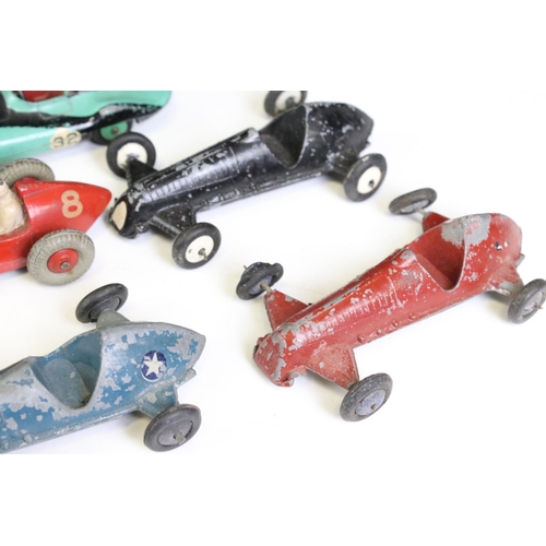 1304 - 16 Mid 20th C play worn racing car diecast models to include 11 x Dinky examples (2 x 236 Connaught,... 