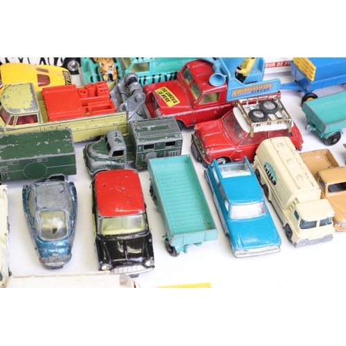 1313 - 37 Mid 20th C play worn diecast models to include Corgi, Matchbox and Husky, featuring Husky Hoynor ... 