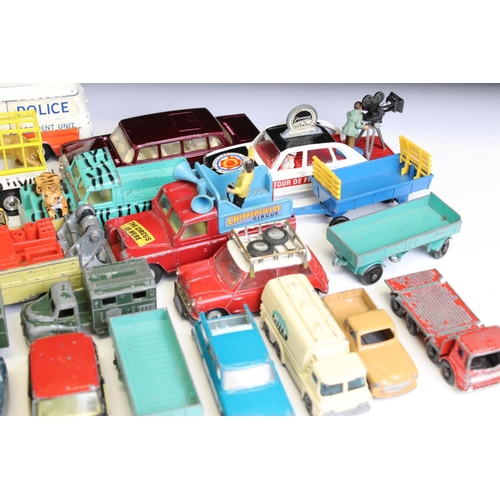 1313 - 37 Mid 20th C play worn diecast models to include Corgi, Matchbox and Husky, featuring Husky Hoynor ... 