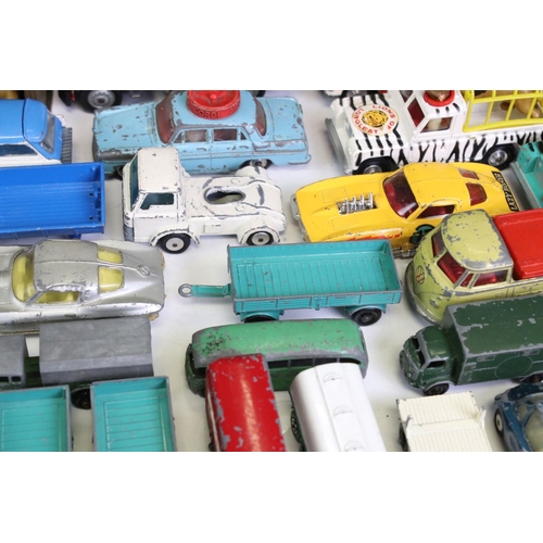 1313 - 37 Mid 20th C play worn diecast models to include Corgi, Matchbox and Husky, featuring Husky Hoynor ... 