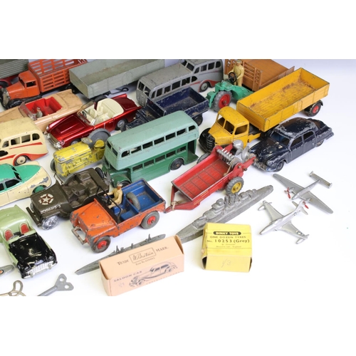 1346 - Around 35 mid 20th C play worn diecast models to include mainly Dinky examples plus Britains and Cor... 