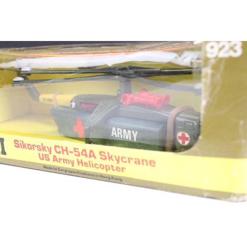 1378 - Two boxed Corgi military diecast models to include 923 Sikorsky CH-54A Skycrane US Army Helicopter a... 