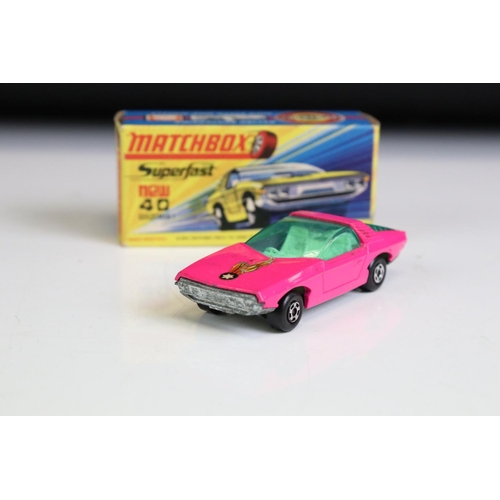 1378A - Nine boxed Matchbox Superfast diecast models to include 9 AMX Javelin, 40 Guildsman 1, 58 Woosh N Pu... 