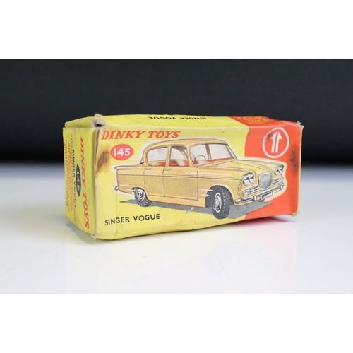 1379 - Five boxed diecast models to include 4 x Dinky (145 Singer Vogue in gd condition with poor box, 693 ... 