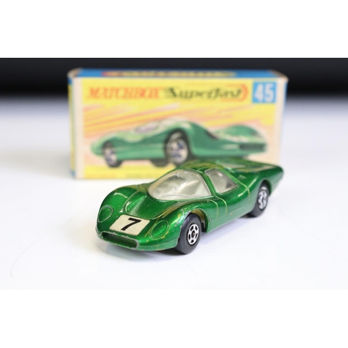 1379A - Ten boxed Matchbox Superfast diecast models to include 45 Mercedes 300 SE., 45 Ford Group 6, 56 BMC ... 