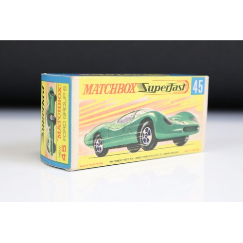 1379A - Ten boxed Matchbox Superfast diecast models to include 45 Mercedes 300 SE., 45 Ford Group 6, 56 BMC ... 